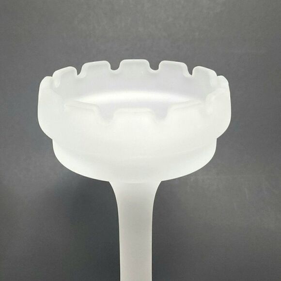 2 Vintage Partylite 7.5" Castle Turret Frosted Satin Glass Candlestick Holders - Picture 5 of 8